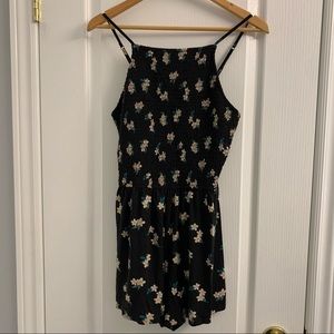 Hollister Black Floral Romper in Medium